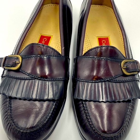 Cole Haan Leather Buckle Strap Slip On Loafers Burgundy 61656 Mens Sz 9.5 D - Picture 4 of 12